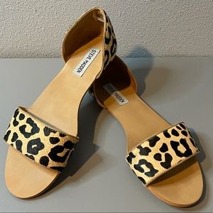 STEVE MADDEN Corey Slip-on Flat Sandals Leopard Print Size 8